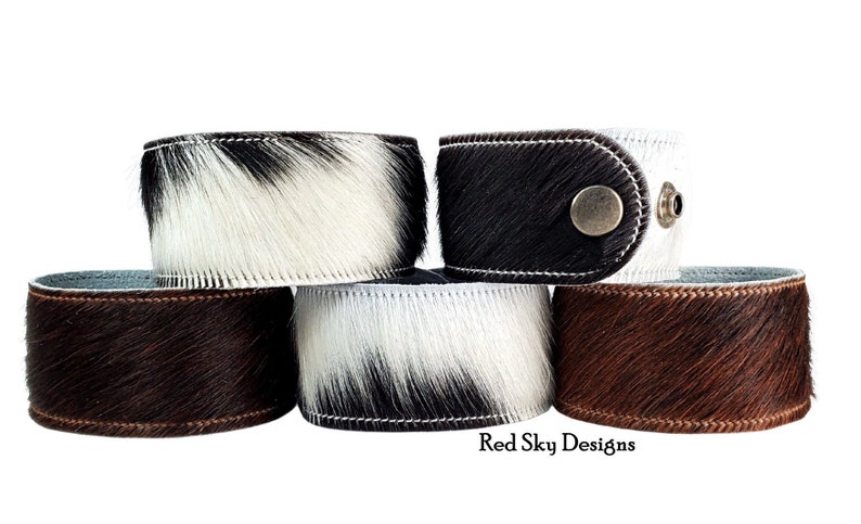 Cowhide Bracelet 1 1/2 SINGLE Cuff Choose Natural Hair On Cowhide Cuff, Design Your Cowhide Cuff for Your One Of A Kind Cowhide Jewelry image 5