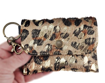 Womens Bling Snap Wallet, Cowhide Acid Wash Keychain ID Holder, Credit Card & Cash Keeper,  Minipurse, Leather Clip Pocket, Backback Purse,