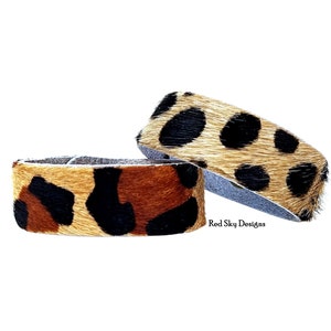 Animal Print 1 Cowhide Bracelet SINGLE Choose Acid Wash/Animal Print Cowhide, Design Your Cowhide Cuff for Your One Of A Kind Cuff image 6