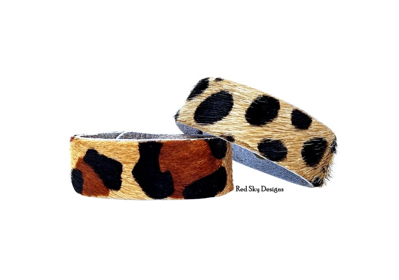 Animal Print 1 Cowhide Bracelet SINGLE Choose Acid Wash/Animal Print Cowhide, Design Your Cowhide Cuff for Your One Of A Kind Cuff image 6