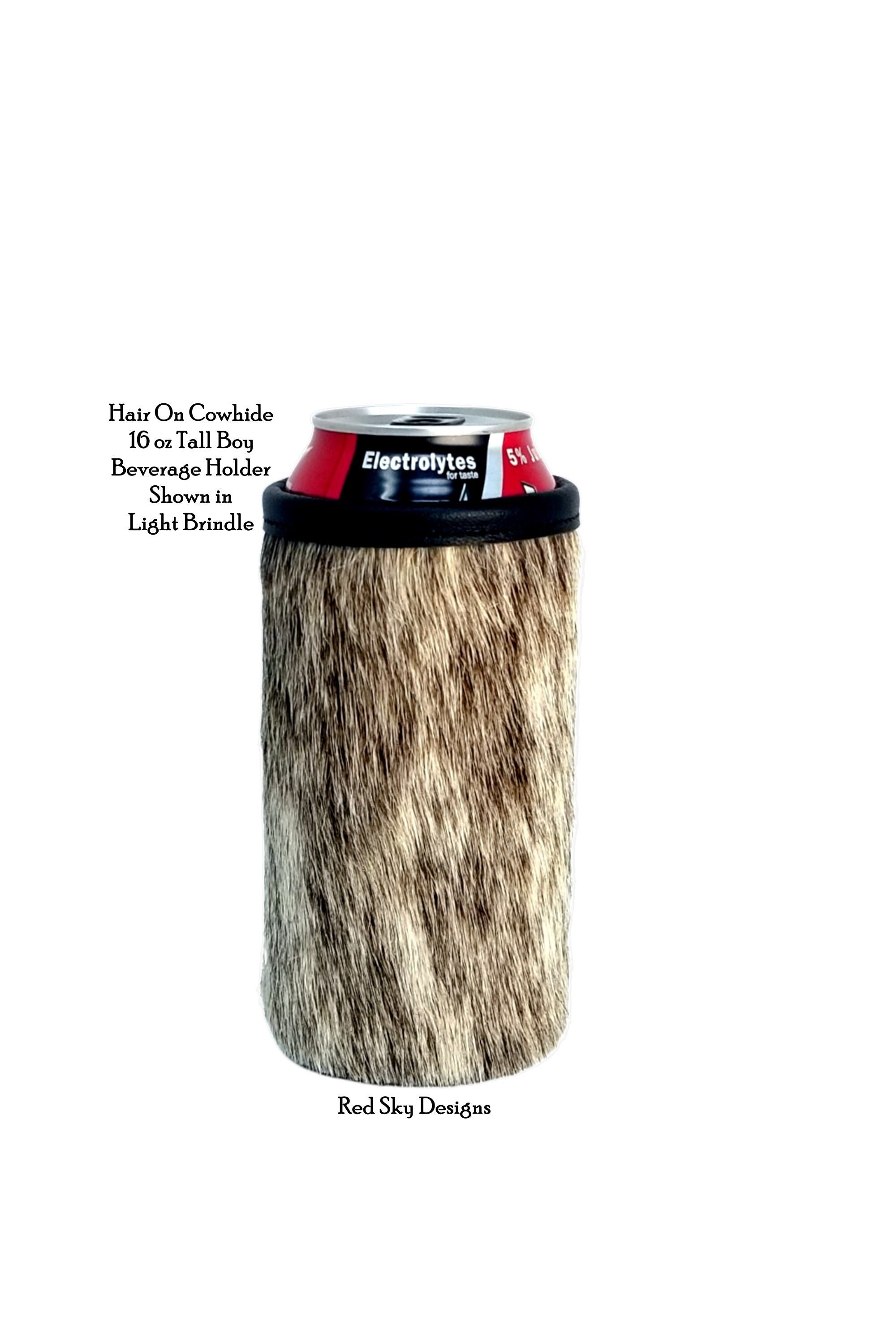 Cowhide Tall Boy Leather Beer Holder, 16 Oz Drinks, Cowhide Leather Bottle  Insulator, Beer Can Drink Gift, Tall Boy Coolie, Tall Boy Huggie 