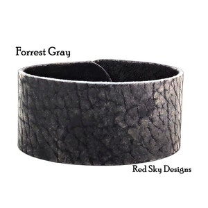 Unisex Leather Cuff, 1 SINGLE Bracelet, Distressed, Rugged Bracele Gift for Him or Her, 3rd Anniversary Forrest Gray