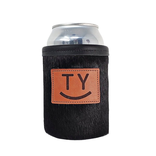Custom Cowhide Can Holder: Personalized Leather Beer Sleeve