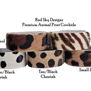 Animal Print 1 Cowhide Bracelet SINGLE Choose Acid Wash/Animal Print Cowhide, Design Your Cowhide Cuff for Your One Of A Kind Cuff image 2