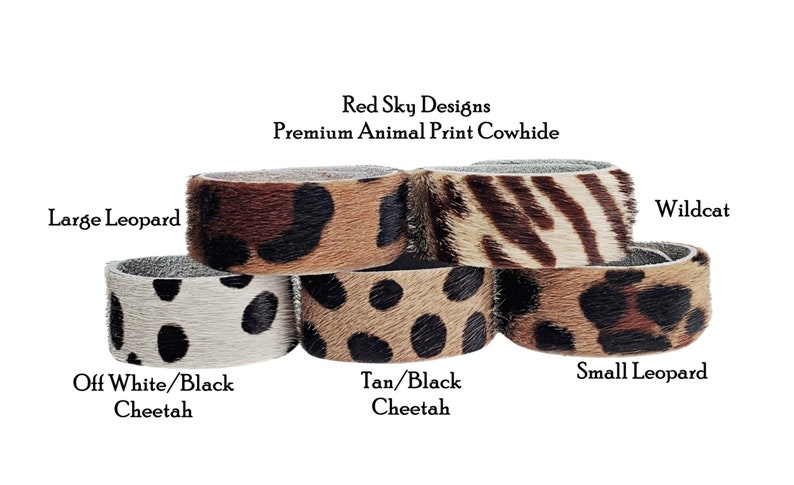 Animal Print 1 Cowhide Bracelet SINGLE Choose Acid Wash/Animal Print Cowhide, Design Your Cowhide Cuff for Your One Of A Kind Cuff image 2