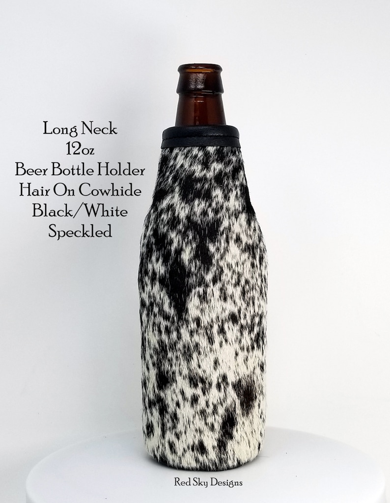 Custom Cowhide Beer Bottle Holder Laser Engraved Leather Etsy