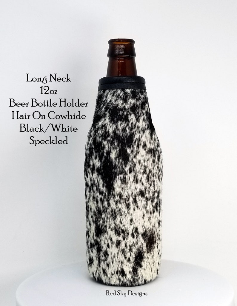 Custom Cowhide Beer Bottle Holder Laser Engraved Leather Etsy