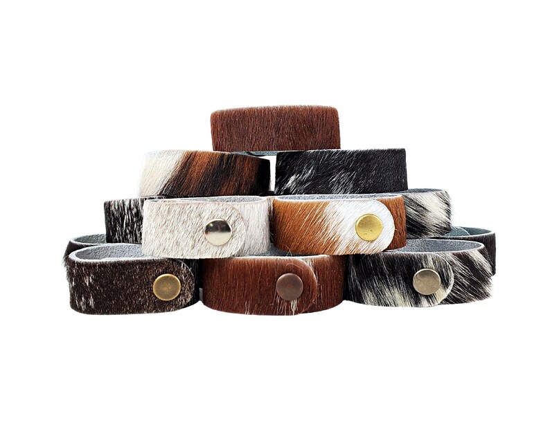 Cowhide Bracelet 1 Width Discount PACK OF 25 Natural Hair On Cowhide Cuff, Cowhide Cuffs, Volume Discount Cowhide Leather Jewelry image 1