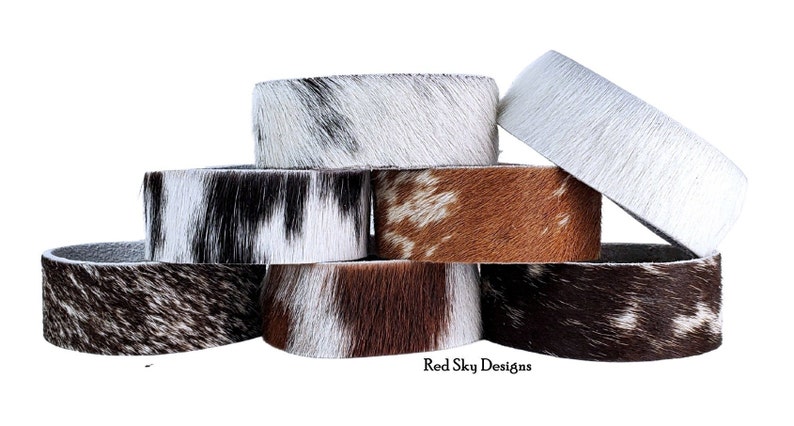 Cowhide Bracelet 1 Width Discount PACK OF 25 Natural Hair On Cowhide Cuff, Cowhide Cuffs, Volume Discount Cowhide Leather Jewelry image 6