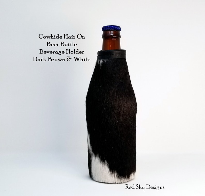 Custom Cowhide Beer Bottle Holder Laser Engraved Leather Etsy