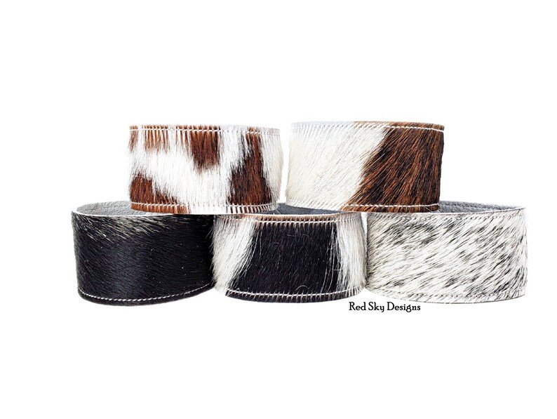 Cowhide Bracelet 1 1/4 Width Discount PACK OF 25 Natural Hair On Cowhide Cuff, Cowhide Cuffs, Volume Discount Cowhide Leather Jewelry image 4