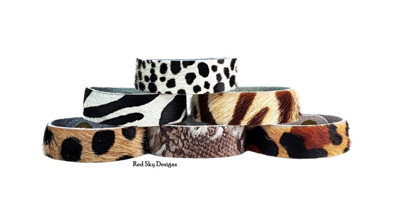 Animal Print 1 Cowhide Bracelet SINGLE Choose Acid Wash/Animal Print Cowhide, Design Your Cowhide Cuff for Your One Of A Kind Cuff image 3