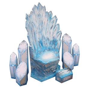 5.7 FT Winter Ice Throne – Santa Claus Chair with Crystals Set - Christmas Events, Photo Op Decor | Custom Snow Castle and Snowman Available