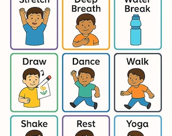 Tarjetas de actividad mental para niños: Ejercicios de movimiento y atención plena (PDF)