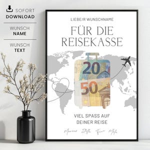 Geldgeschenk Reisekasse, personalisiertes Geldgeschenk für Reise, Reisegutschein, Geld für dein nächstes Abenteuer schenken