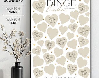 Dinge, die ich an dir liebe Geschenk für Verliebte, Liebesbotschaften, Gründe Warum ich dich liebe, Geschenkidee Jahrestag, Valentinstag