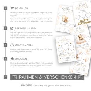 May include: A collection of printable baby announcement and birthday cards with soft, neutral colors. Designs include teddy bears, clouds, and hearts. Text includes "Welcome to the World", "Happy Birthday", and "Little Miracle".