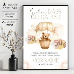 Personalized cash gift for birth, cash gift to print yourself, creative gift idea for birth, instant download