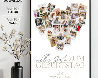 Fotocollage zum Geburtstag, Fotogeschenk Collage zum Geburtstag, Last-Minute Geschenk zum Geburtstag zum Selbstausdrucken