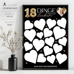 18 Things We Love About You Gift to Print, Photo Gift for 18th Birthday, Guest Book Template 18th Birthday, Instant Download