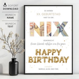 Geldgeschenk "NIX" zum Geburtstag Vorlage zum Selbstausdrucken, Kreative Geschenkidee "Du wolltest doch NIX", Last Minute Geschenk