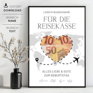 Geldgeschenk Reisekasse zum Geburtstag, personalisiertes Geldgeschenk zum Geburtstag, Reise, Reisegutschein, für dein nächstes Abenteuer