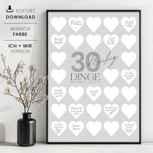 30 things we love about you, gift to print, guest book template 30th birthday, instant download
