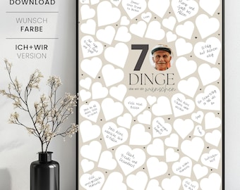 70 Dinge, die wir dir wünschen, 70 Wünsche zum Geburtstag Poster zum Ausdrucken, personalisierbares Geschenk zum 70. Geburtstag, Download