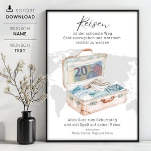 Regalo de cumpleaños en efectivo, fondo de viaje, para tu próxima aventura, regalo de cumpleaños en efectivo personalizado, viajes, cupón de viaje