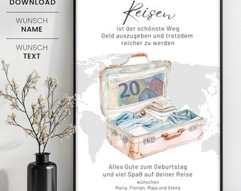 Birthday cash gift, travel fund, for your next adventure, personalized birthday cash gift, travel, travel voucher