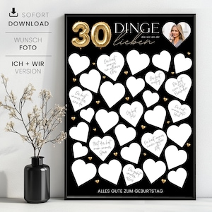Gift 30 things we love about you to print, guest book template 30th birthday, instant download