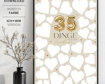 35 Dinge, die wir an dir lieben Poster, personalisierbares Geschenk zum 35. Geburtstag, 35 Gründe warum wir dich lieben, Sofortdownload