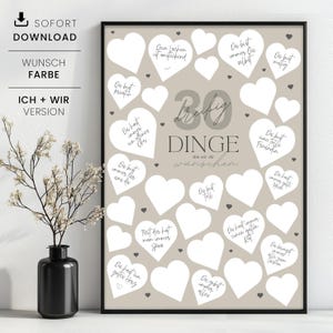 30 things we wish for you, gift to print, birthday gift, guest book template 30th birthday or colleague farewell