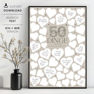 50 things we wish for you, personalized 50th birthday gift, 50th birthday guest poster, instant download