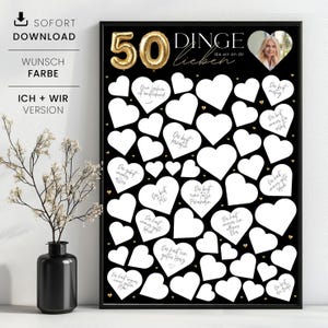 50 Dinge, die wir an dir lieben Poster, personalisierbares Geschenk zum 50. Geburtstag, 50 Gründe warum wir dich lieben, Sofortdownload