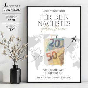 Cash gift travel, for your next adventure, personalized cash gift, travel, travel voucher, last minute gift idea
