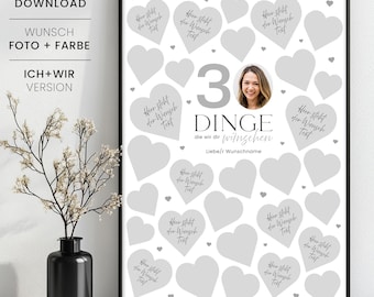 30 Dinge, die wir dir wünschen, personalisierbares Geschenk zum 30. Geburtstag, Gästeposter zum 30. Geburtstag, Sofortdownload