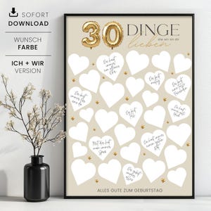 30 Things We Love About You Guest Poster, Guest Book Template 30th Birthday, Gift to Print, Instant Download