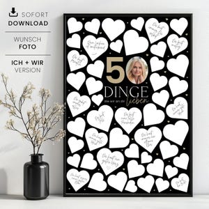 50 Dinge, die wir an dir lieben Poster, personalisierbares Geschenk zum 50. Geburtstag, 50 Gründe warum wir dich lieben, Sofortdownload