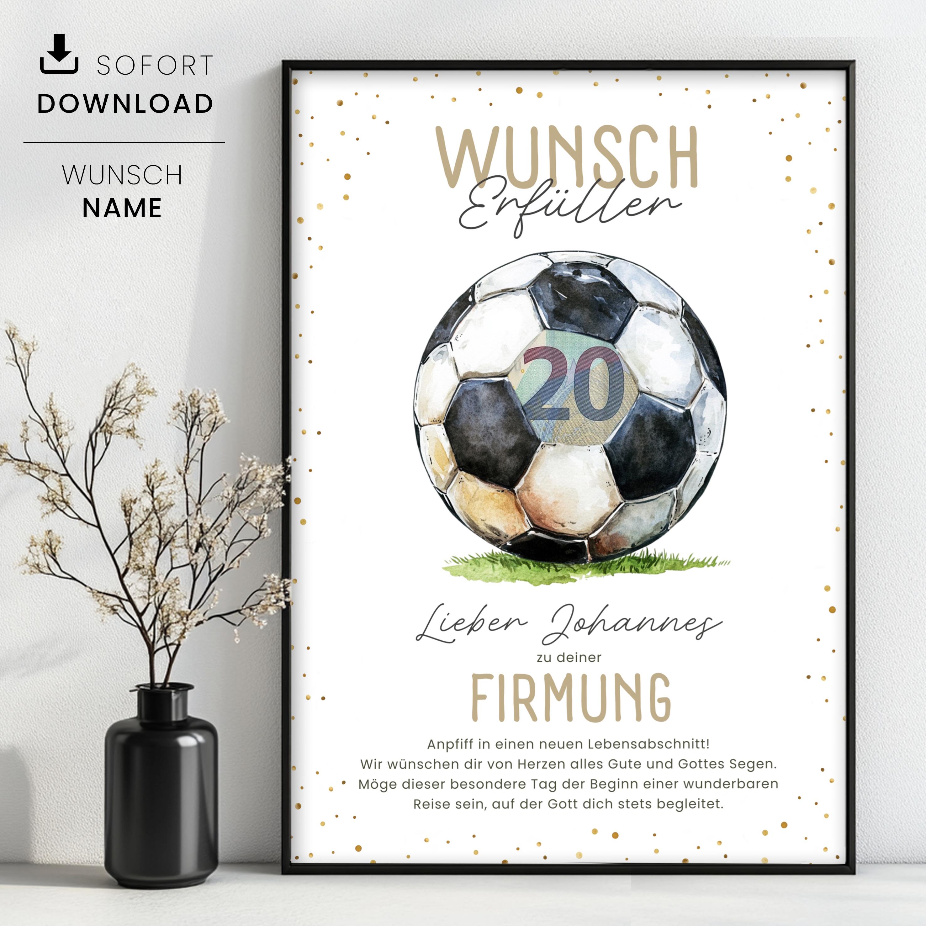 MoonWorks Turnbeutel Mit Fußball-Motiv – Personalisierter Name, 12 Liter, Aus Baumwolle, 140 G/m²