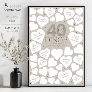 40 choses que nous vous souhaitons, cadeau personnalisé pour 40e anniversaire, affiche d'invité pour 40e anniversaire, téléchargement instantané