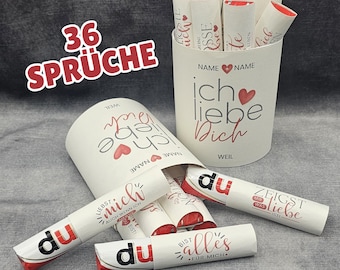 Druckvorlage Duplo Banderolen Gründe warum ich dich liebe mit Liebesbotschaften als Geschenk zum Ausdrucken