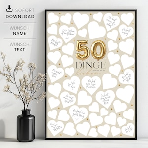 50 Dinge, die wir an dir lieben Poster, personalisierbares Geschenk zum 50. Geburtstag, 50 Gründe warum wir dich lieben, Sofortdownload