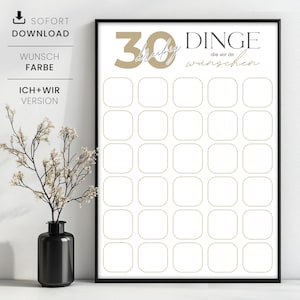 30 things we wish for you, personalized 30th birthday gift, 30th birthday guest poster, instant download