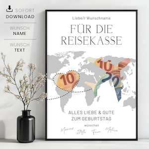 Geldgeschenk Reisekasse zum Geburtstag, personalisiertes Geldgeschenk zum Geburtstag, Reise, Reisegutschein, für dein nächstes Abenteuer