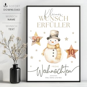 Personalizable cash gift for Christmas, last minute cash gift for Christmas, Christmas gift template for self-printing