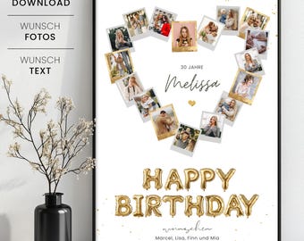 Fotocollage zum Geburtstag, Fotogeschenk Collage zum Geburtstag, Last-Minute Geschenk zum Geburtstag zum Selbstausdrucken