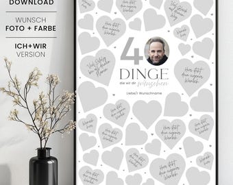 40 Dinge, die wir dir wünschen, personalisierbares Geschenk zum 40. Geburtstag, Gästeposter zum 40. Geburtstag, Sofortdownload