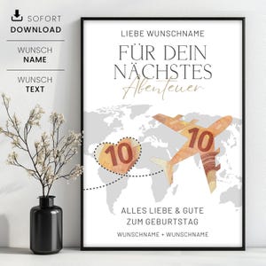 Money gift travel, for your next adventure, personalized money gift for travel, travel voucher, instant download