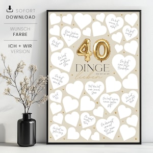 40 Dinge, die wir an dir lieben Poster, personalisierbares Geschenk zum 40. Geburtstag, 40 Gründe warum wir dich lieben, Sofortdownload